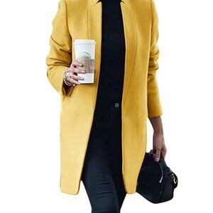 Wool Peacoat Long Blazer Jacket Classic Elegant Oversized Chic Winter Coat